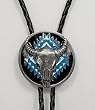Buffalo Skull Head Turquoise Enamel Bolo Tie