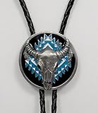 Buffalo Skull Head Turquoise Enamel Bolo Tie