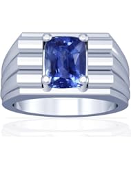 18K White Gold Cushion Cut Blue Sapphire Solitaire Ring