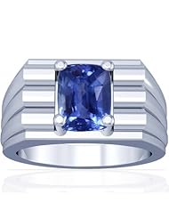 14K White Gold Cushion Cut Blue Sapphire Solitaire Ring