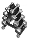 Hex Dumbbell Set- 5, 10, 15, 20 lb 1 Pair Each w/ Rack