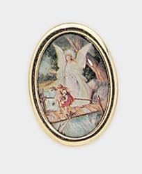 Gold Plated Religious Lapel Pin - Guardian Angel