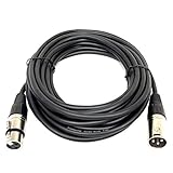 GLS Audio 25ft Mic Cable Patch Cords - XLR Male to XLR Female Black Microphone Cables - 25' Balanced Mike Snake Cord - SINGLE