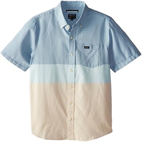 RVCA Big Boys' That'll Do Block Short Sleeve Shirt, Dirty Blue, X-Large