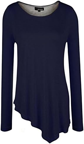 Losorn Women's Loose 2 in 1 Style T-shirts Tank Vest Batwing Tops (Large, Nave Blue)