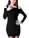Women Square Neck Long Sleeve Cut Out Shoulder Knit Mini Dresses