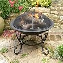 Black Steel Firebowl with mesh cover 61cm high, by Buchanan