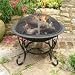 Black Steel Firebowl with mesh cover 61cm high, by Buchanan