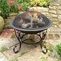 Black Steel Firebowl with mesh cover 61cm high, by Buchanan