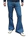 Mens Stonewash Blue Denim Bell Bottom Mod Retro Flares Jeans