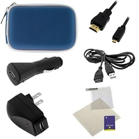 GTMax 6pcs-Micro HDMI Cable + Extension Cable + 2 USB Charger Set + Blue Eva Case + Screen Protector Acessory Bundle Kit for Cisco Flip Video UltraHD 3rd Generation(8GB/2 hr)