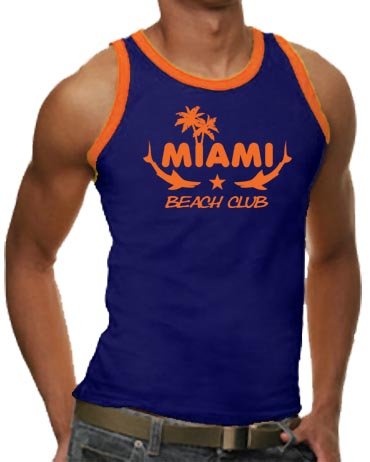 Touchlines Herren Ringer / Kontrast Tank Top Miami - Beach Club, navy/orange, XL, BEN142