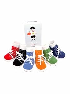 6 Pairs of Johnny's Hightop Tennis Shoe Socks by Trumpette - Multi-colored - 0-12 Mths