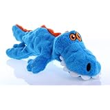 goDog Gators With Chew Guard Technology Tough Plush Dog Toy, Blue, Small