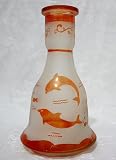 "GOLDEN DOLPHINS" Hookah Vase - 9" Quality Glass Base for Huka Hooka Shisha Nargila Narghile + Rubber Grommet