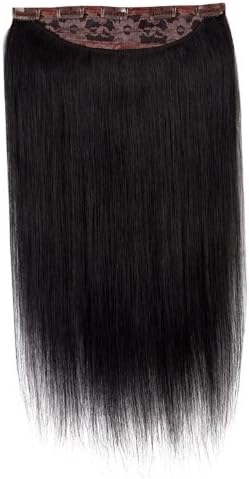 26"/65cm Straight Remy Human Virgin Hair Extensions in One Piece with 5 Clips in Color #1j (Jet Black)