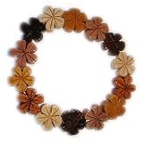 Hawaiian Koa Wood and Mahogany Plumeria Flower Wood Bracelet