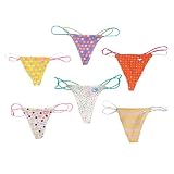 Womens 6 Pack Assorted Flirty Double String Heart Cut Out G-String / Thong Underwear