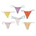 Womens 6 Pack Assorted Flirty Double String Heart Cut Out G-String / Thong Underwear