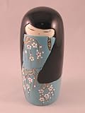 Cute & Funky Oriental Kokeshi Doll Chizuko, Blue
