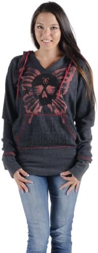 Angry Blossom - Derby - Women's Tunic Split Neck Pull Over Hoodie-M-Charcoal