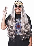 Long Hippie Wig with Headband (Grey) Adult