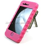 Apple iPhone 3G Magenta Premium Quality Thick Silicone Skin + Detachable Belt Clip Stand