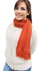 Handmade Alpaca Natural Fiber Scarf - Cable Design in Tangerine (Women/men)