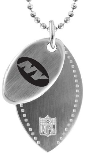 Stainless Steel NFL New York Jets Football Dog Tag Necklace 26