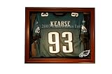 Philadelphia Eagles Football Jersey Display Case with Removable Face and Classic Wood Finish Frame