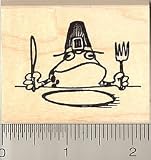 Thanksgiving Frog Pilgrim Rubber Stamp - Wood Mounted