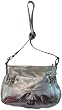 Women's B Makowsky Leather Purse Handbag Claremont X-Body Silver