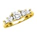 14K Yellow Gold 1 ct. Round and Baguette Cut Diamond Engagement Set