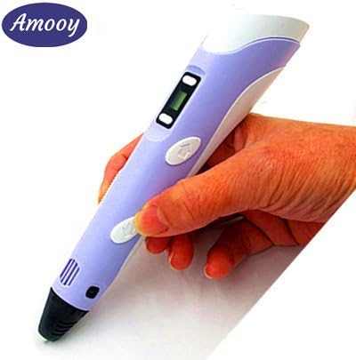 Amooy 3D Printer Pen With LCD Display | Doodle In 3 Colors, ABS Filament 1.75mm | Adjustable Temperature, Stereoscopic Design, Light Purple