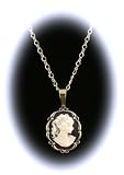 Sterling Silver Vintage Style Small Resin Cameo Pendant with Chain-Vanessa Carlton