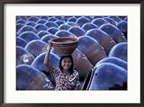 Girl with Pottery Jars, Myanmar Framed Photographic Poster Print by Keren Su, 29x21