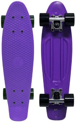 Plastic Mini Cruiser Skateboard Complete Old School 6" x 22-Inch (Purple Deck / Black Wheels)