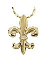 14K Yellow Gold Fleur de Lis Pendant with Chain -- LIFETIME WARRANTY