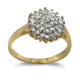 9ct Yellow Gold Ladies Diamond Cluster Ring Set with 0.50ct of Diamonds Size - O