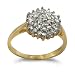 9ct Yellow Gold Ladies Diamond Cluster Ring Set with 0.50ct of Diamonds Size - O