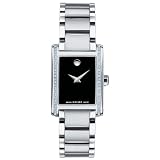 Movado Womens 0606405 Certe Stainless-Steel and Diamonds Black Watch