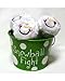6 Plush Snowmen Balls in a Green Tin Labeled Snowball Fight, Indoor Play