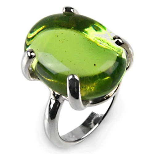Certified Genuine Caribbean Amber and Sterling Silver Prong Ring