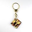 Murano Glass Keyring Jewelry - Square L Red/Gold Style1