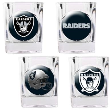 NFL Oakland Raiders Four Piece Square Shot Glass Set (Individual Logos)