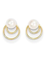 MadiK® 14k Yellow Gold Polished Freshwater Cultured Pearl Circle Post Earrings
