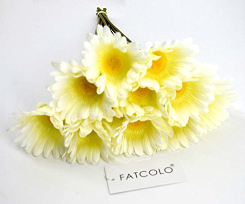 10 PCS Real Touch Latex Silk Artificial fake plastic Daisy Chrysanthemum Flowers Sun Chrysanthemum,Sunflower, Simulation Gerber, Dimorphotheca,Party Room home Decoration DIY Flower Bouquet (white)