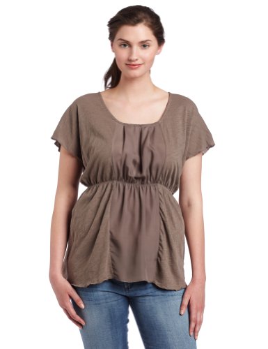 Calvin Klein Jeans Womens Plus Size Empire Waist Flutter Shirt, Brown Shale, 1X