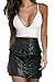 Prograce Women Lace Up Bodycon Front Big Pockets Tight High Waist PU Mini Skirt