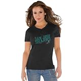 NHL Touch by Alyssa Milano San Jose Sharks Ladies Black Tri-Blend V-neck T-shirt (Large)